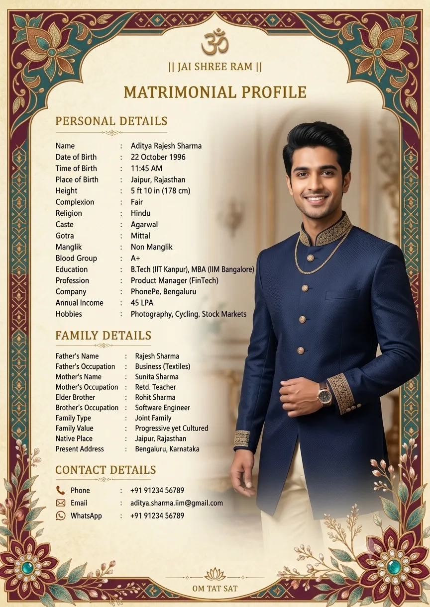 Bio Data for Marriage Boy