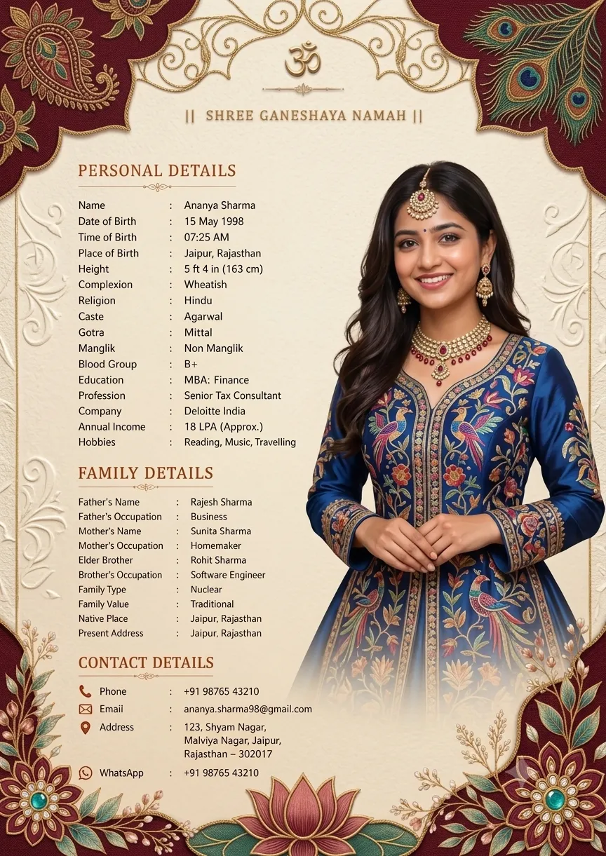 Bio Data for Marriage Girl